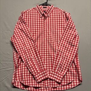 J. Crew Red and White Checkered Men's Shirt